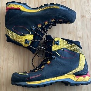 La Sportiva Black Yellow Red Men's Trango Tech Leather GTX Boots 10.5